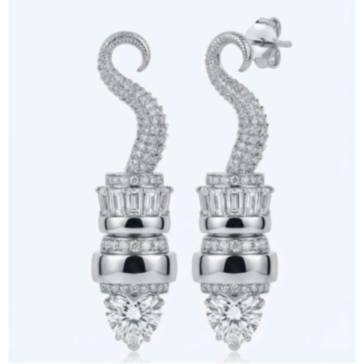 White Diamond Lizard Earrings
