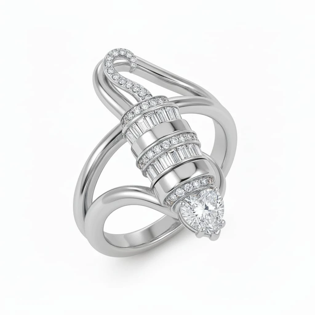 White Diamond Lizard Rings