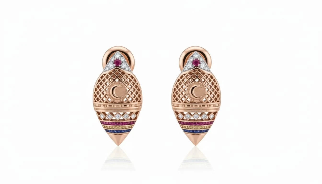 Earings with Ruby and Diamond