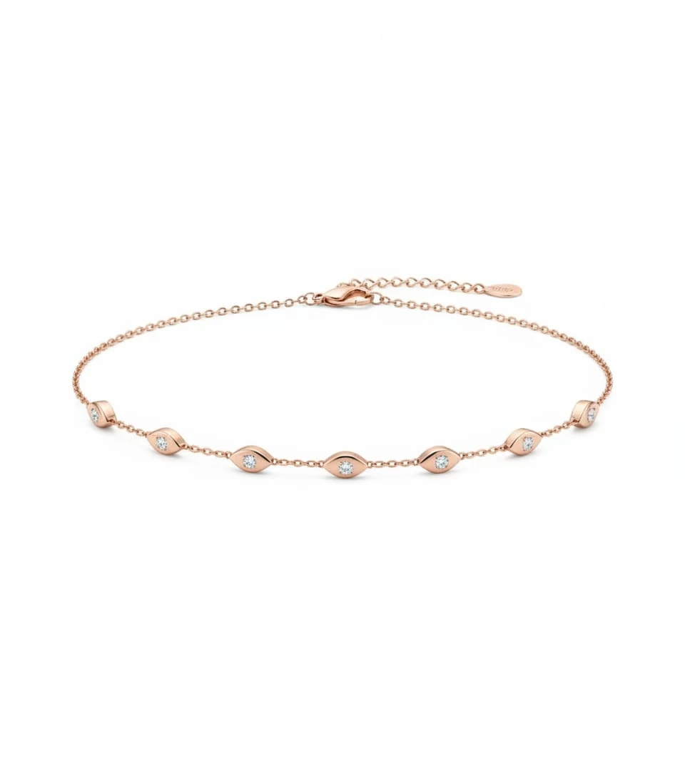 18 Carat Rosegold duplicate line chain choker