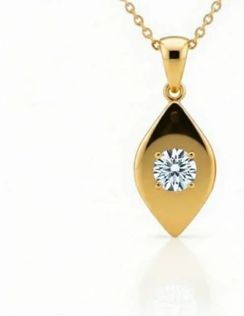 Gold Crescent With Diamond Pentant